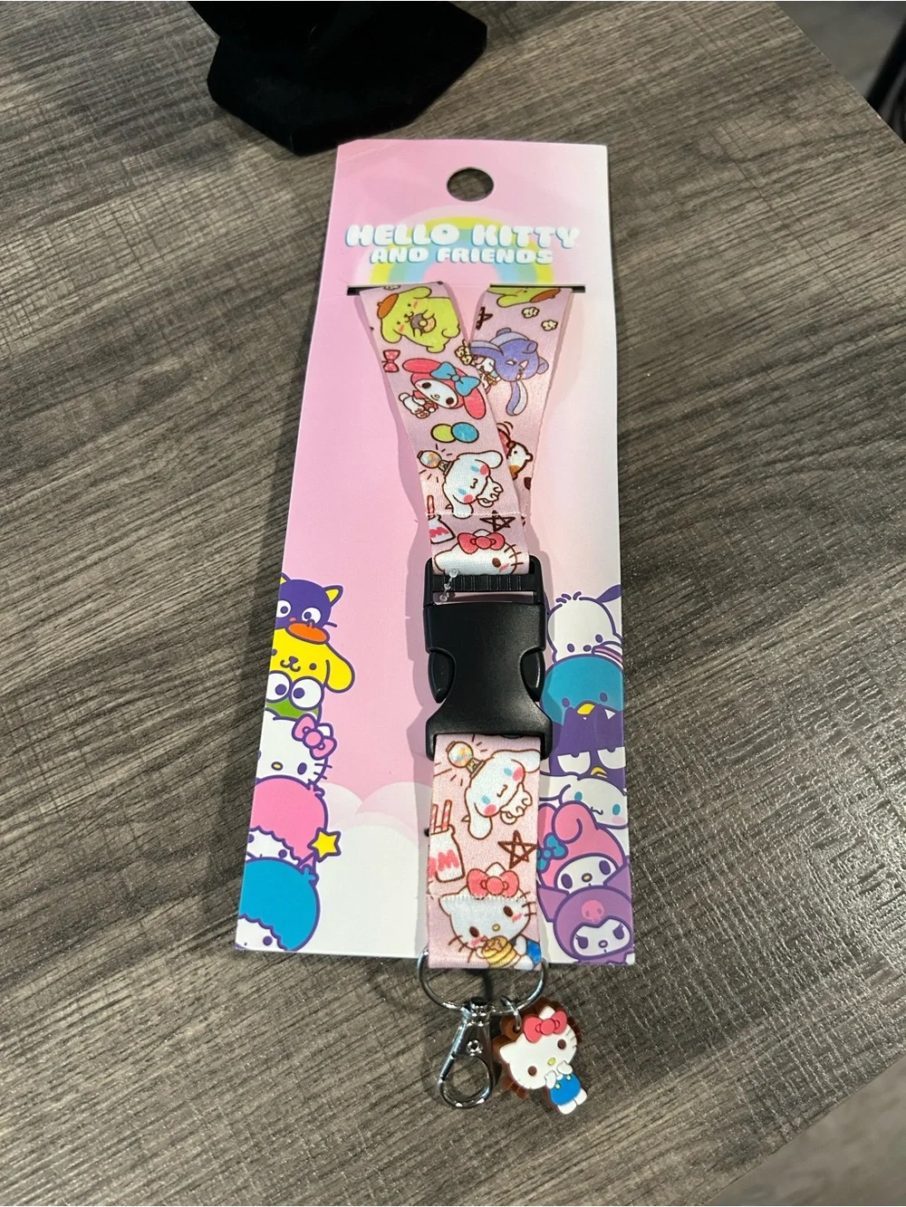 Hello Kitty Pink Character Lanyard with Charm and Metal Clip